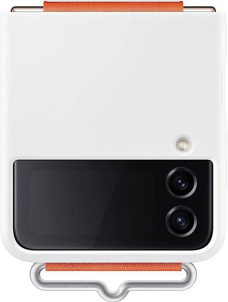 Samsung Back Cover for Galxy Z Flip4 Silicone Cover with Strap, White
