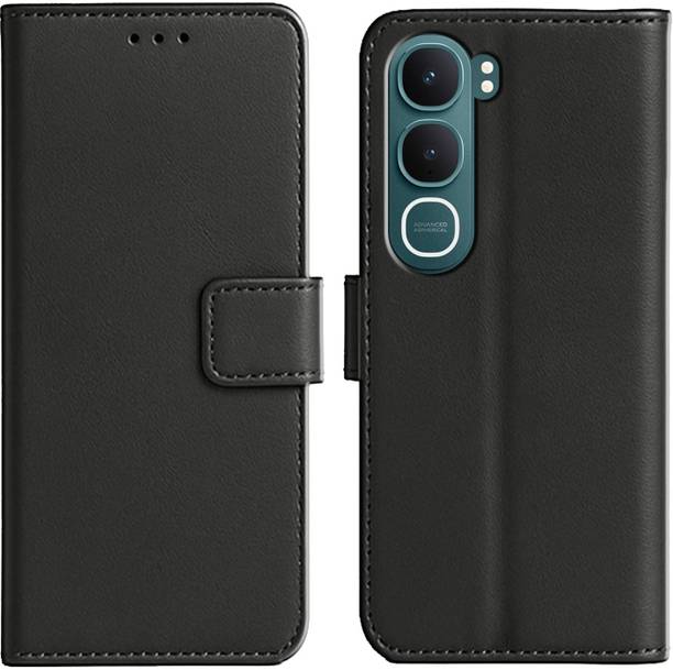 Ascensify Back Cover for Vivo Y31 5G Premium PU Leather Flip Cover with Card Slots & Stand Feature