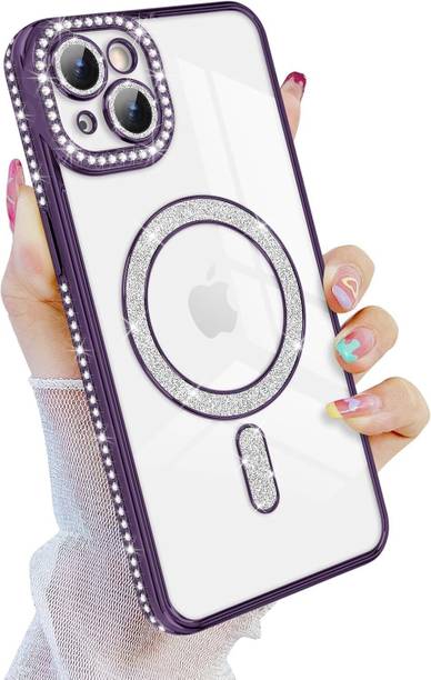 GIRIND Back Cover for iPhone 15, Diamond Case MagSafe and Camera Lens Protection Cover for Women and Girls
