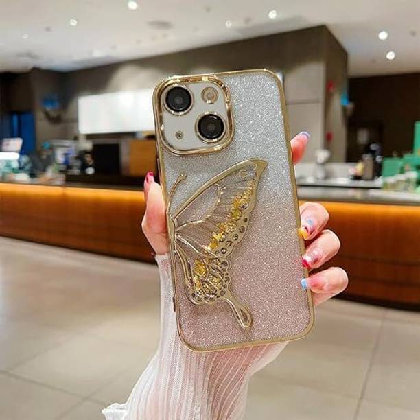 Rakulo Back Cover for Apple Iphone 13, Luxury Butterfly Glitter Girls Cover, Cute Butterfly Plating Design