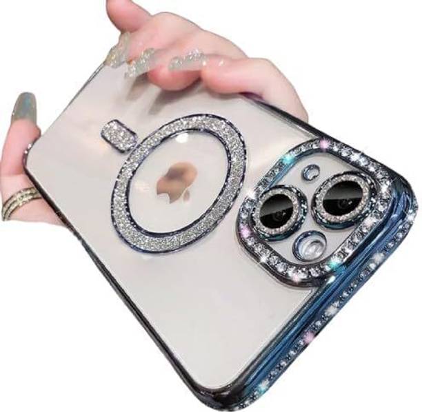 GIRIND Back Cover for iPhone 15, Diamond Case MagSafe and Camera Lens Protection Cover for Women and Girls