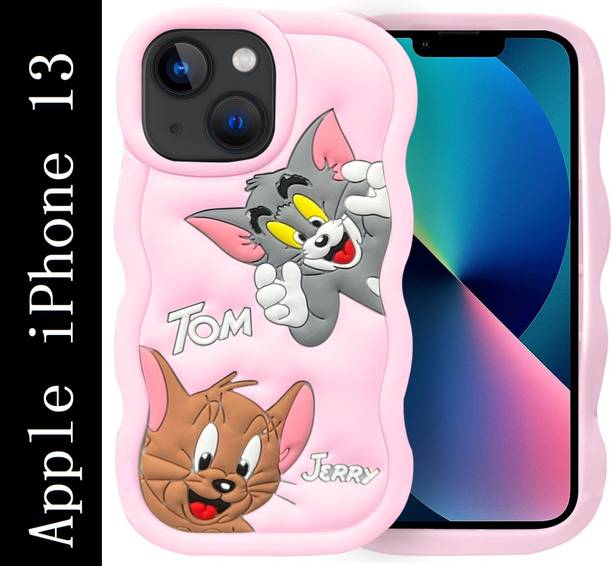 Coverskart Tom and Jerry Cartoon Back Cover for Apple iPhone 13, Soft Silicone 3D Cute Cartoon Full Protective Case