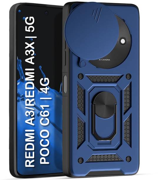 CRAFTIFY Back Cover for REDMI A3 / A3X / POCO C61|D10 Tough Armor|Sliding Camera Shield|Ring Holder