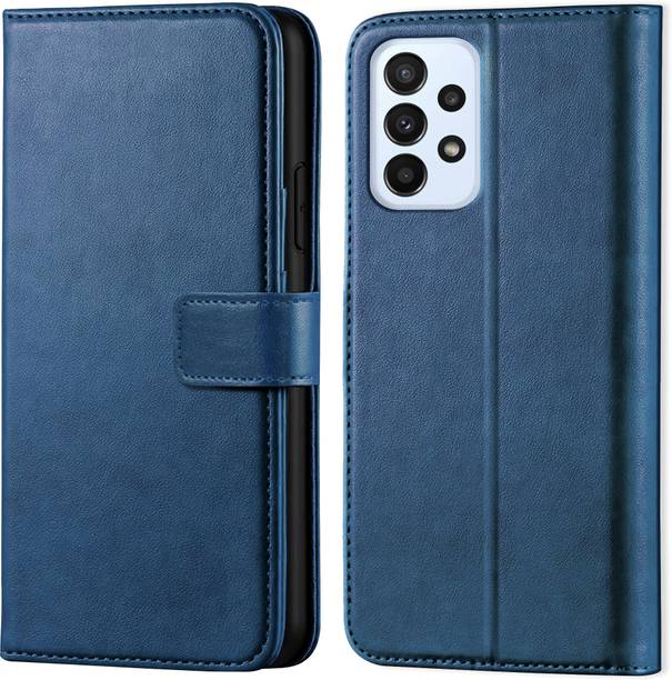 Innovex Back Cover for Samsung Galaxy A23 5G - Inbuilt Stand & Card Pockets | Hand Stitched | Wallet Flip Case