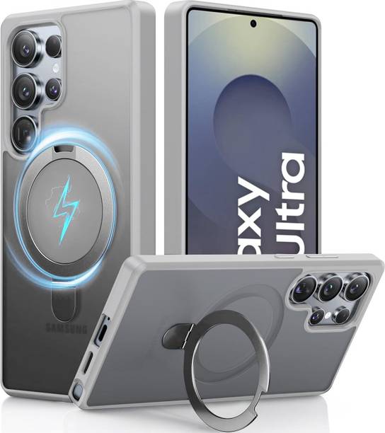 AIBEX Back Cover for Samsung Galaxy S24 Ultra|Kickmag With Magnetic Ring Alloy Kickstand | Mag-Safe Compatible