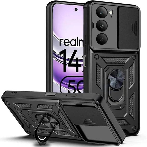 AIBEX Back Cover for Realme Narzo 80X 5G / Realme P3X 5G / Realme 14X 5G|D10 Tough Armor|Sliding Camera Shield