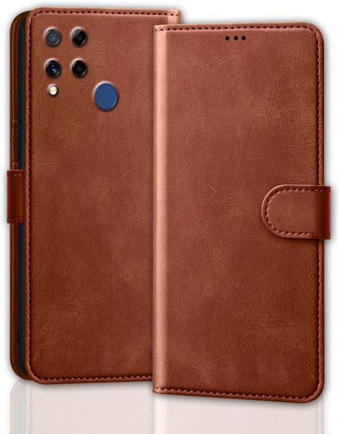 Roxel Back Cover for Realme C15 Back Cover Case with Magnatic Closure | Inbuilt Stand
