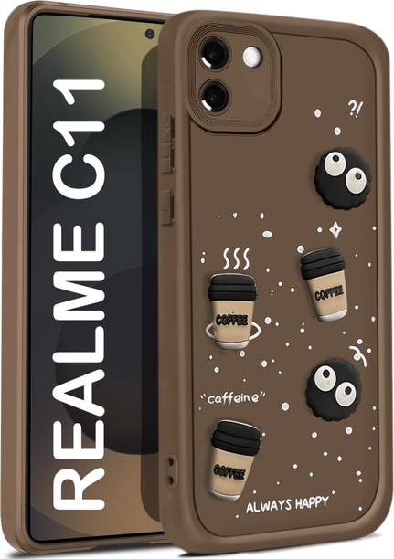 CRAFTIFY Back Cover for REALME C11 3D Cartoon Coffee Emoji Designer | Shockproof & Stylish