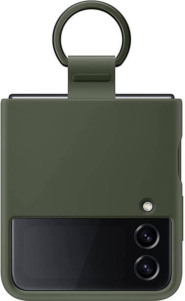 Samsung Back Cover for Galxy Z Flip4 Silicone Cover with Ring, Khaki