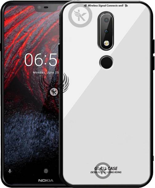Kreatick Back Cover for Nokia 6.1 Plus, Luxurious 9H Toughened Glass Back Case Shockproof TPU Bumper