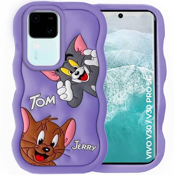 AESTMO Back Cover for Vivo V30 5G, Vivo V30 Pro 5G Tom & Jerry Silicone Cute 3D Cartoon Back Cover