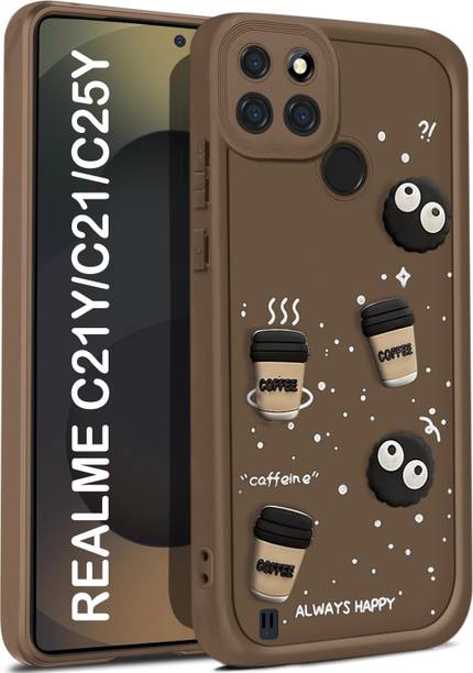 CRAFTIFY Back Cover for REALME C21Y / C25Y , 3D Cartoon Coffee Emoji Designer | Shockproof & Stylish