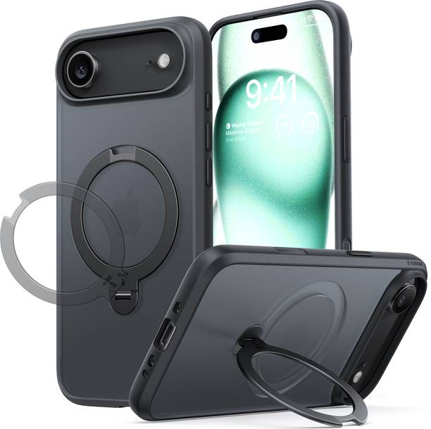Torras Back Cover for iPhone 17 Air, Ostand Spin Series 360° Spin Magnetic Stand, Mil-Grade, Kickstand