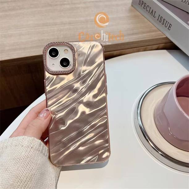 casohitech Back Cover for Apple iPhone 13, Apple iPhone 14, iPhone 13, Water Ripple Design with Diamond Lens Frame
