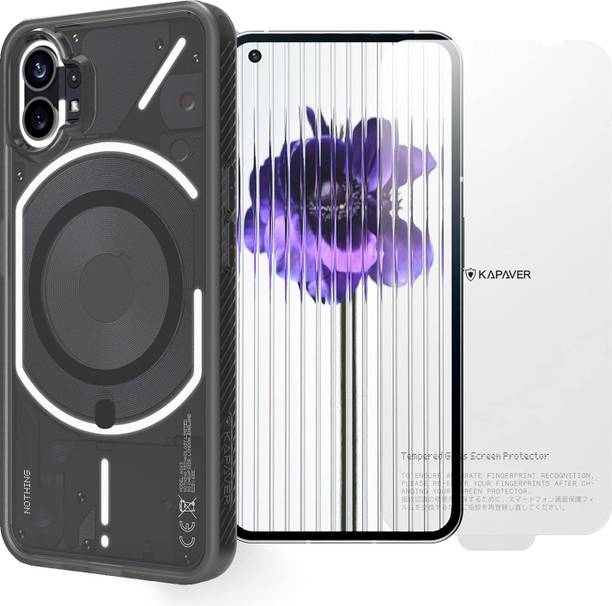 Kapaver Back Cover for Nothing Phone (1), Smoke Black Case with Tempered Glass
