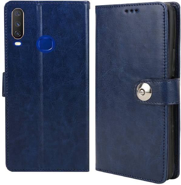 CaseDeal Back Cover for Vivo Y17 - 1902, V1901A, V1901, 1901 Inside Pockets with Leather Finish & Inbuilt Stand