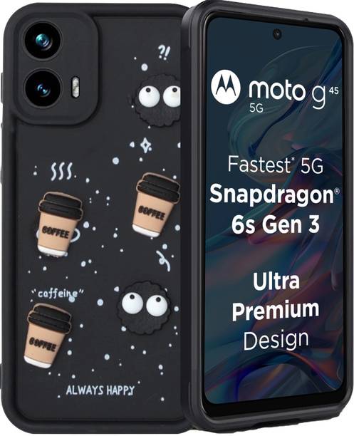 MOBIDEER Back Cover for Motorola Moto G45 5G, 3D Cartoon Coffee Emoji Designer | Shockproof & Stylish