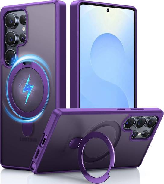 AIBEX Back Cover for Samsung Galaxy S23 Ultra|Kickmag With Magnetic Ring Alloy Kickstand | Mag-Safe Compatible