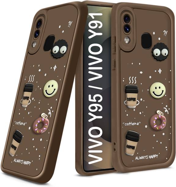 TRUEUPGRADE Back Cover for Vivo Y93, Vivo Y91, Vivo Y95 Cute Fun Cartoon 3D Ball Coffee Case