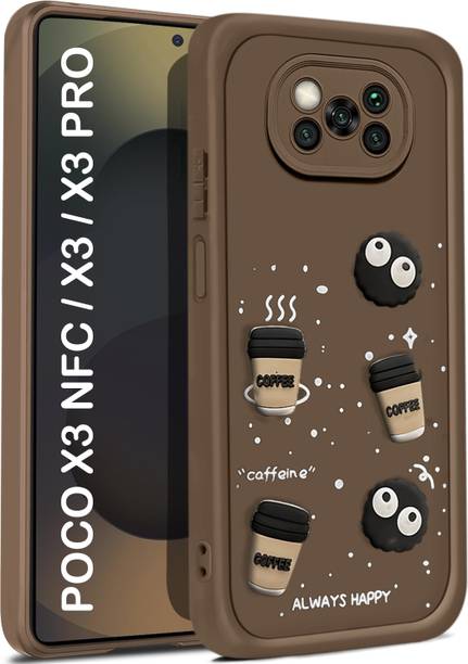 Vshop Back Cover for Poco X3, Poco X3 Pro Cute Fun Cartoon 3D Ball Coffee Case