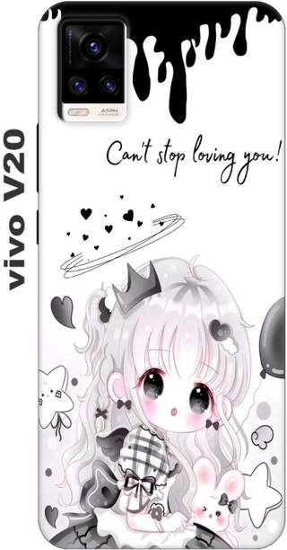 Flaminto Back Cover for Vivo V20, V2040, Cute Girls Back Cover