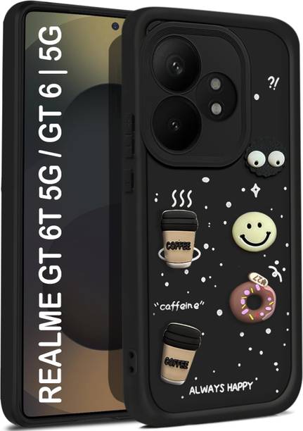 Vshop Back Cover for Realme GT 6 5G, Realme GT 6T 5G Cute Fun Cartoon 3D Ball Coffee Case