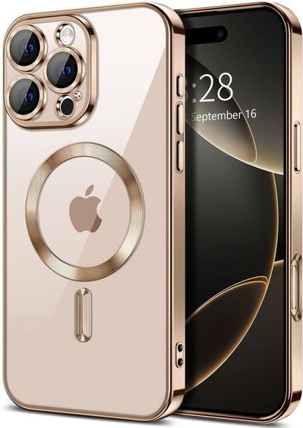 VONZEE Back Cover for iPhone 16 Pro Max Clear Magnetic Plated Shockproof Soft TPU Electroplated Bumper Case