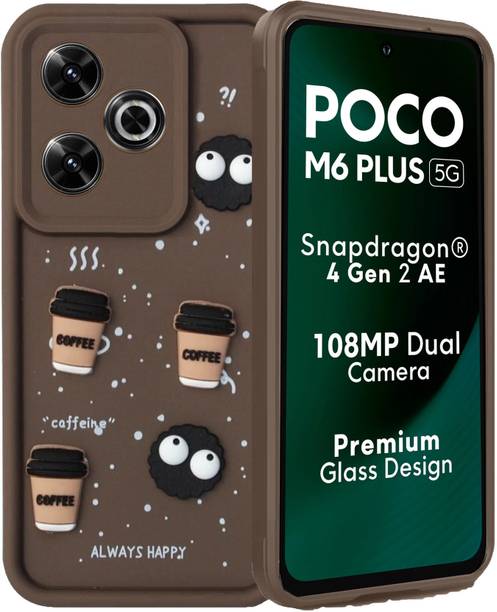 MOBIDEER Back Cover for Poco M6 Plus 5G / Redmi 13 5G, 3D Cartoon Coffee Emoji Designer | Shockproof & Stylish