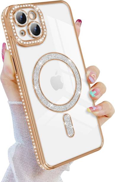 गिरिंद iPhone 15, Diamond Case MagSafe and Camera Lens Protection Cover for Women and Girls के लिए