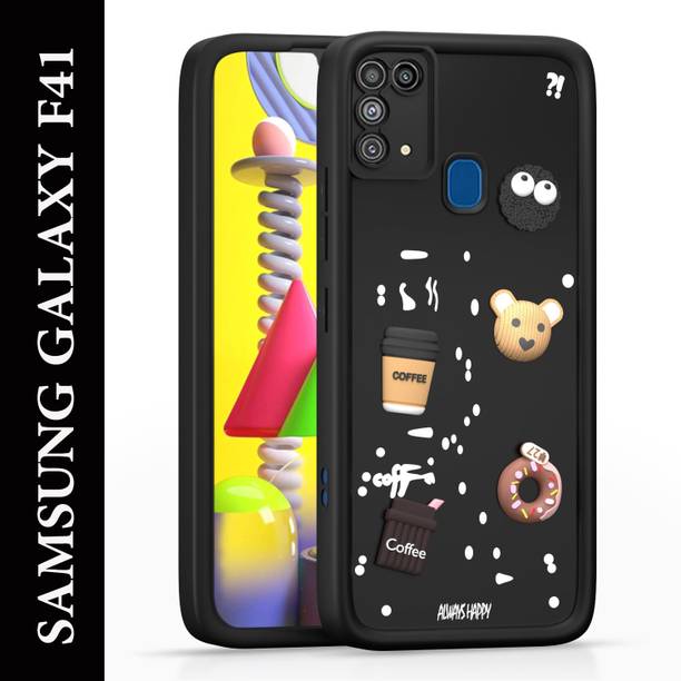 DefendX Back Cover for Samsung Galaxy F41 | Cute Cartoon 3D Bear Coffee Case | Full Camera Protection |