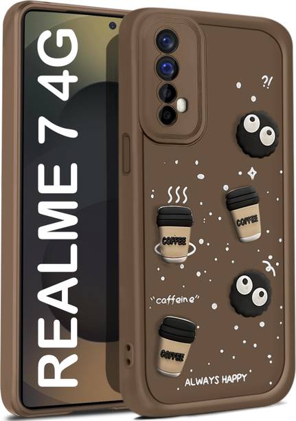 Vshop Back Cover for Realme 7, Realme Narzo 30 4G, Realme Narzo 20 Pro Cute Fun Cartoon 3D Ball Coffee Case