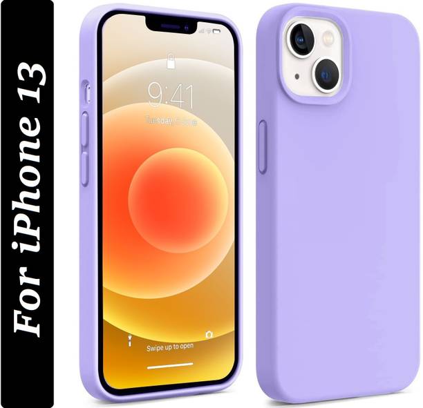 Coverskart Liquid Silicone Back Cover for Apple iPhone 13, Logo Embossed Shock Proof Microfiber Case