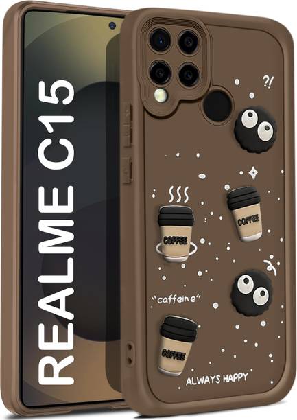 CRAFTIFY Back Cover for REALME C15 3D Cartoon Coffee Emoji Designer | Shockproof & Stylish