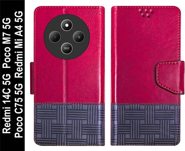 Telecase Flip Cover for Redmi 14C 5G / Poco M7 5G / Poco C75 5G / Redmi Mi A4 5G Back Cover