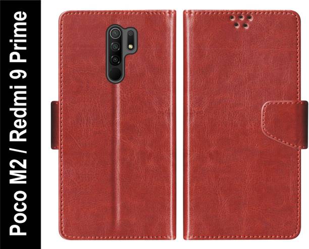 RKFLIP Flip Cover for RKFLIP_Poco M2, Redmi 9 Prime_BROWN