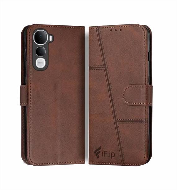 iFlip Flip Cover for VIVO Y400 4G/5G, Card Pockets Wallet & Stand