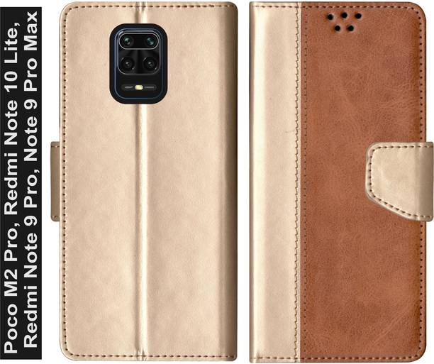 RKFLIP Flip Cover for RKFLIP_Poco M2 Pro, Redmi Note 10 Lite, Redmi Note 9 Pro, Note 9 Pro Max_GOLD TAN