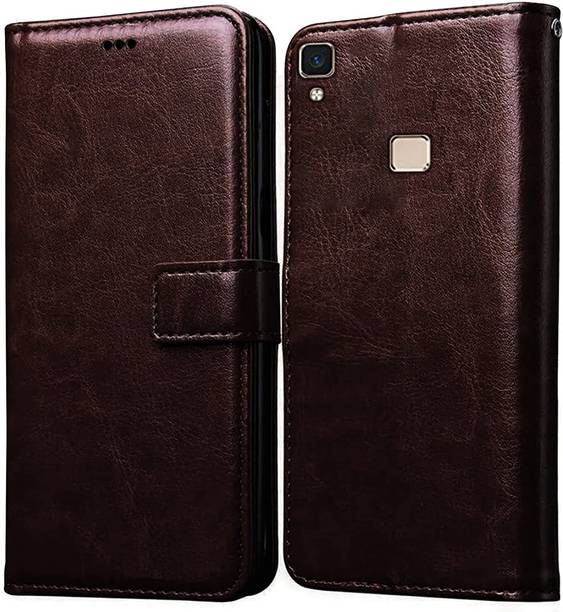 Trending Today Wallet Case Cover for Vivo V3, Limited Edition Premium Business Series Flip Back Cover Case, Coffee