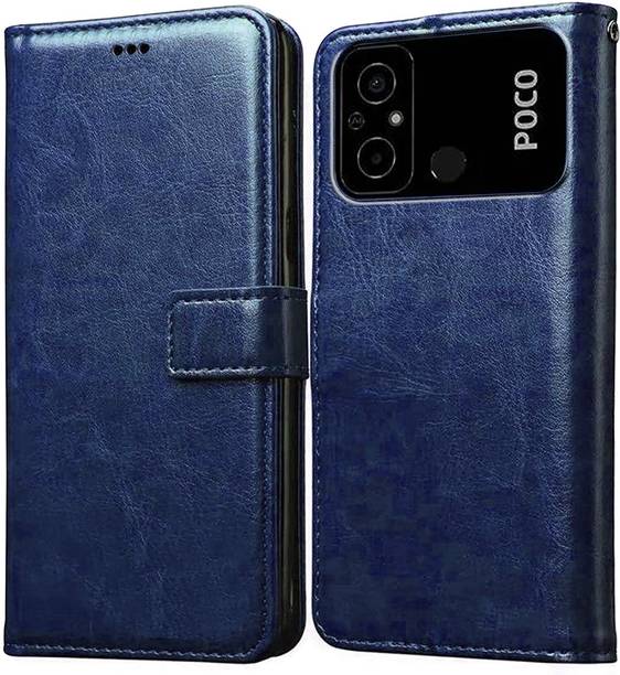 Casotec Flip Cover for Poco C55 4G, Mi Redmi 12C 4G