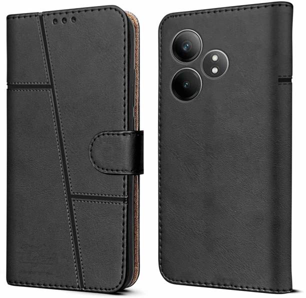 MobieGenie Flip Cover for Realme GT 6 | Realme GT 6T 5G (Premium Leather Material | 360-degree Protection)