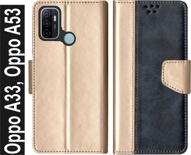 RKFLIP Flip Cover for RKFLIP_Oppo A33, Oppo A53_GOLD BLUE