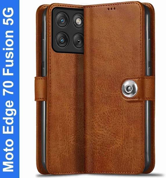 TheGiftKart Flip Cover for Motorola Moto Edge 70 Fusion 5G | Genuine Leather Finish | Pockets & Stand Flip Back Cover