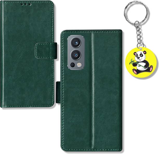 HANIRY Flip Cover for One Plus Nord 2 5G flip cover | IV2201 flip cover | free Panda Keychain | Green