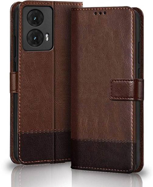 SESS XUSIVE Flip Cover for Motorola Moto G85 5G -Dual-Color Leather Finish Wallet - Brown & Coffee