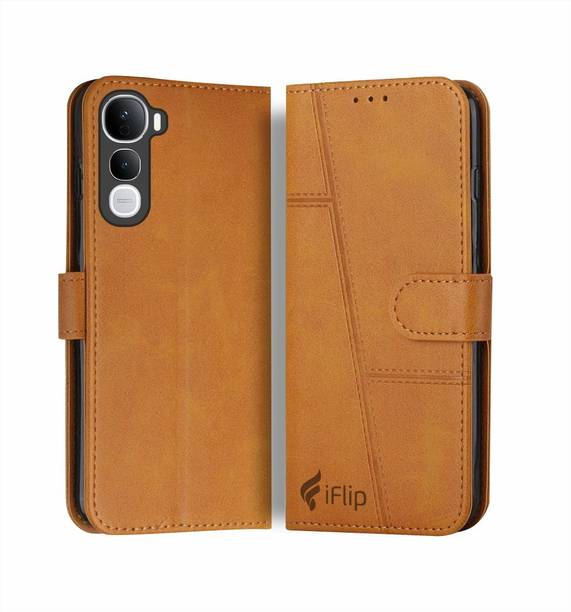 iFlip Flip Cover for VIVO Y400 4G/5G, Card Pockets Wallet & Stand