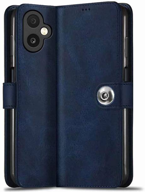 PAKME XUSIVE Flip Cover for Samsung Galaxy M06 5G Designer Button Magnet Closure - Button Blue