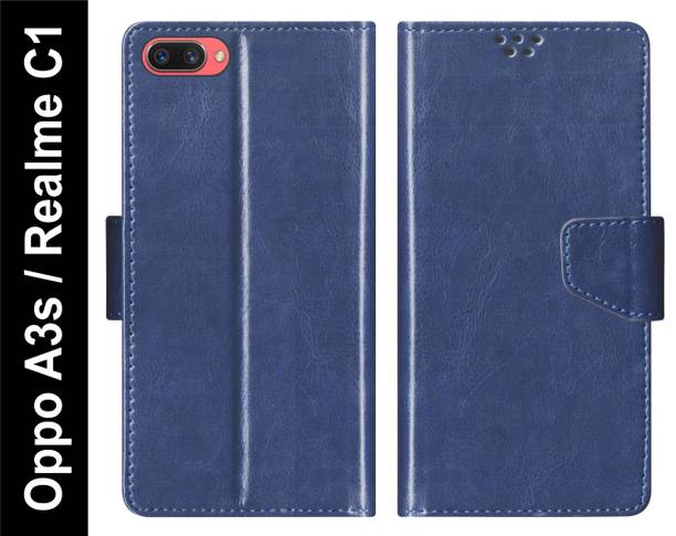 RKFLIP Flip Cover for RKFLIP_Oppo A3s, Realme C1_BLUE