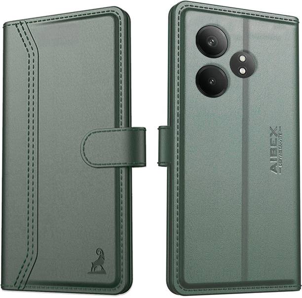 AIBEX Flip Cover for Realme GT 6T 5G|Premium Leather Finish | Magnetic Closure | Kickstand Feature | Shockproof