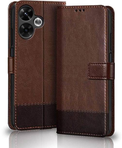 SESS XUSIVE Flip Cover for Mi Redmi 13 5G -Dual-Color Leather Finish Wallet - Brown & Coffee