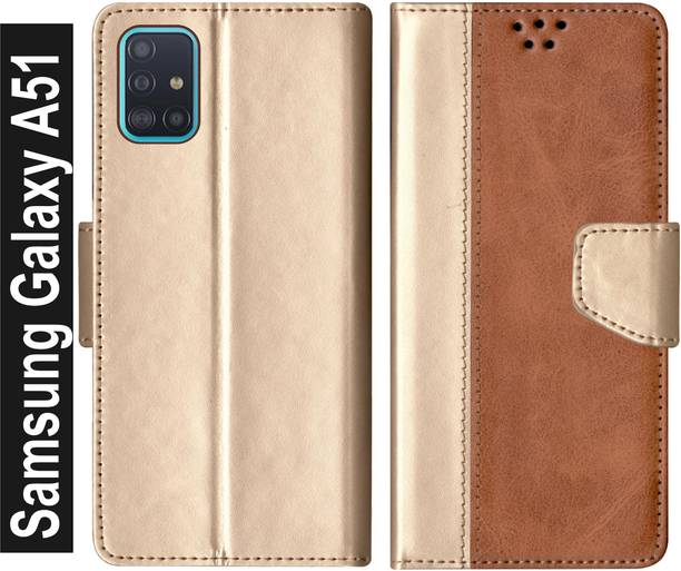 Rkcovers Flip Cover for RKFLIP_Samsung Galaxy A51_GOLD TAN